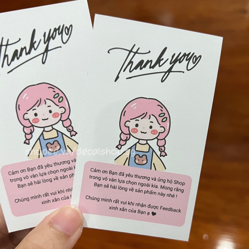 100 Tờ Cảm Ơn, Thank You - In 1 Mặt - Giấy 180gsm Không Cán Màng