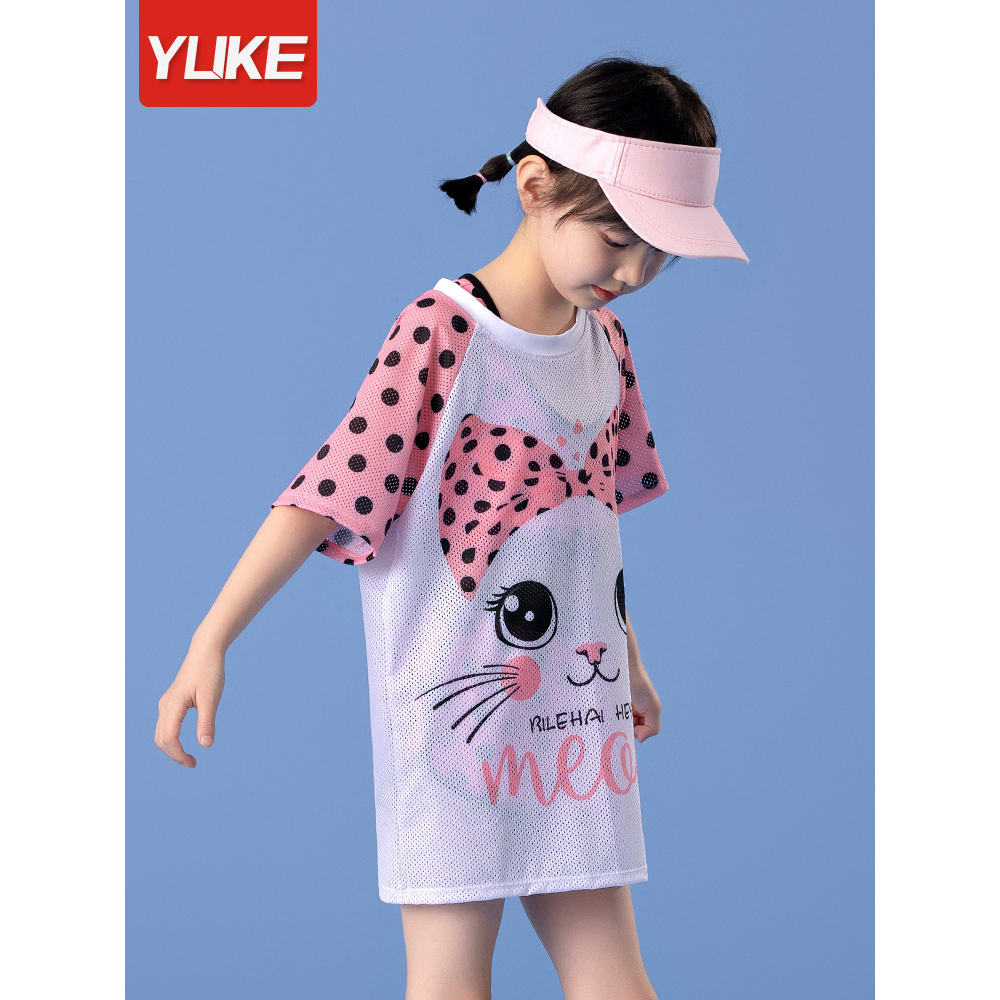 Đồ Bơi Bé Gái Set 3 Chi Tiết  Hoạ Tiết Mèo Chấm Bi Dễ Thương Cho Bé Từ 2 Tuổi đến 9 Tuổi - Bộ Đồ Bơi Trẻ Em