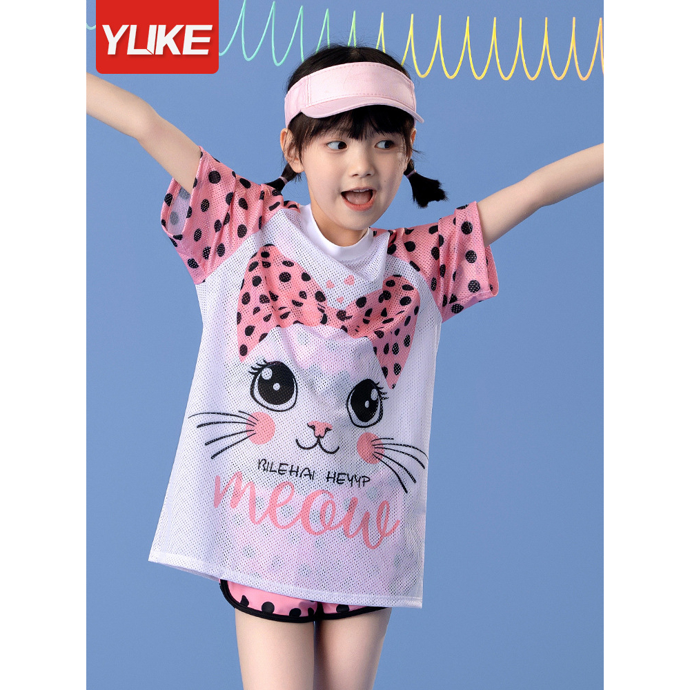 Đồ Bơi Bé Gái Set 3 Chi Tiết  Hoạ Tiết Mèo Chấm Bi Dễ Thương Cho Bé Từ 2 Tuổi đến 9 Tuổi - Bộ Đồ Bơi Trẻ Em