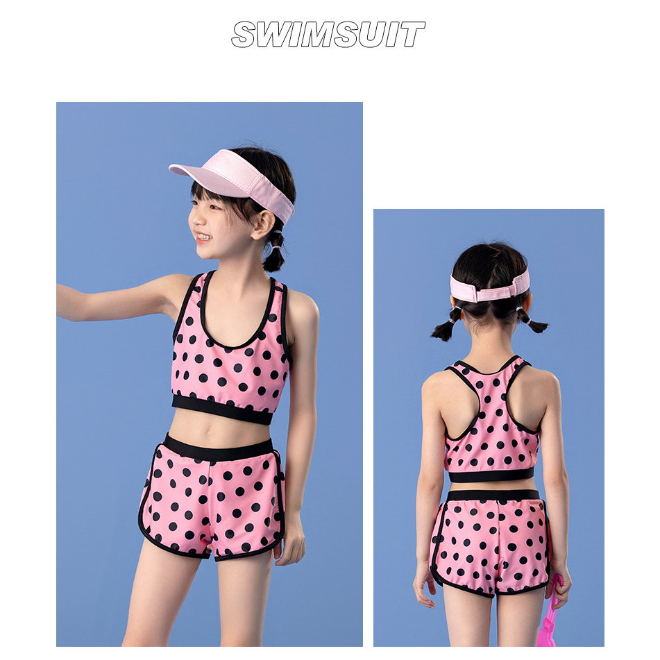 Đồ Bơi Bé Gái Set 3 Chi Tiết  Hoạ Tiết Mèo Chấm Bi Dễ Thương Cho Bé Từ 2 Tuổi đến 9 Tuổi - Bộ Đồ Bơi Trẻ Em