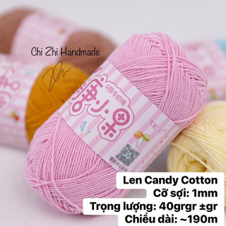 Len hè Candy Cotton, Len Cotton Candy 1mm chuyên móc hoa, thú nhỏ