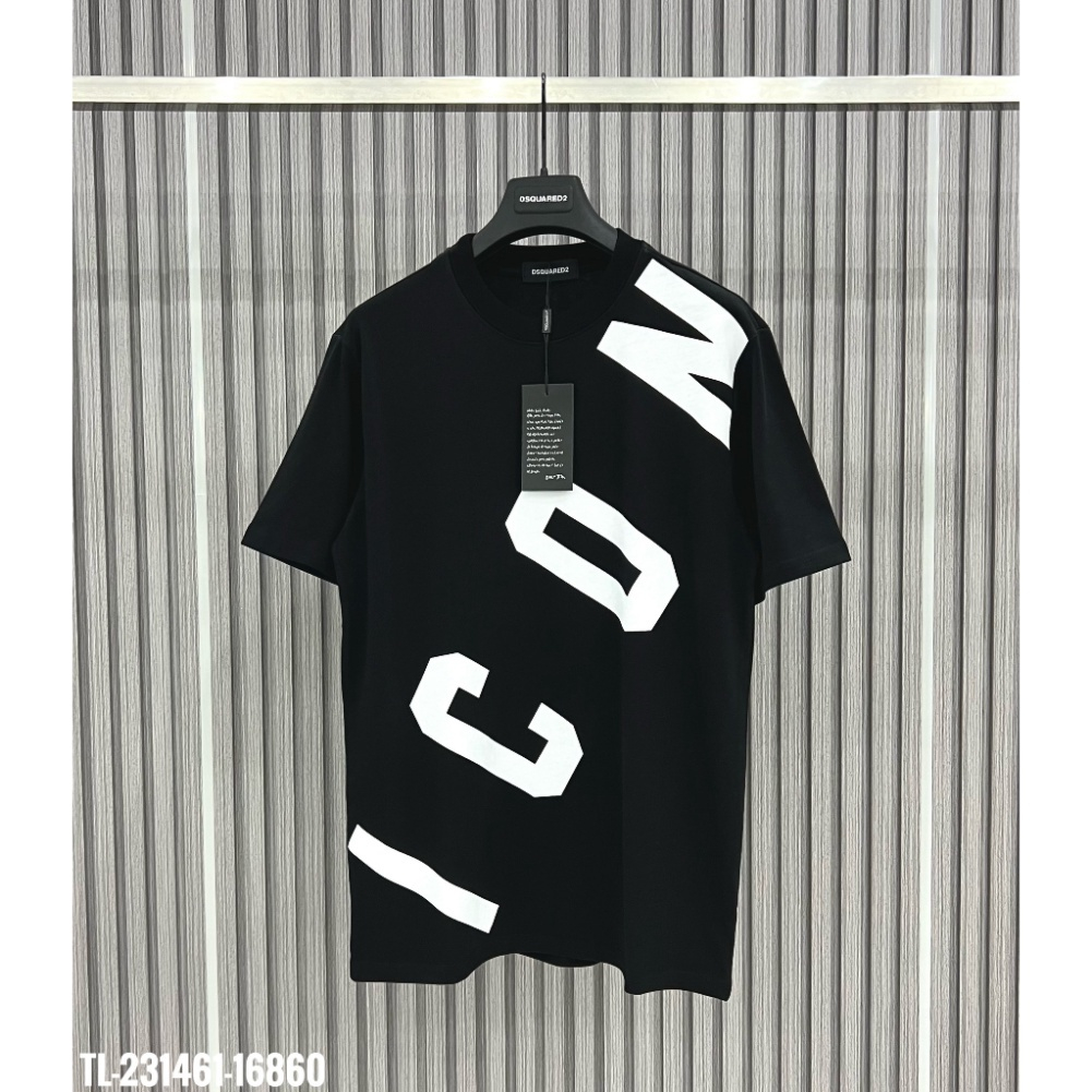 Áo Thun ICON Phối Logo Chạy Chéo Cao Cấp Chất Vải Cotton Thoáng Mát Co Dãn 4 Chiều Siêu Hót Trend Cực Chất