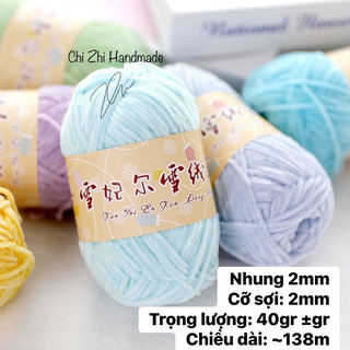 Len Nhung 2mm cuộn 40gr siêu mềm mịn, móc thú cực xinh