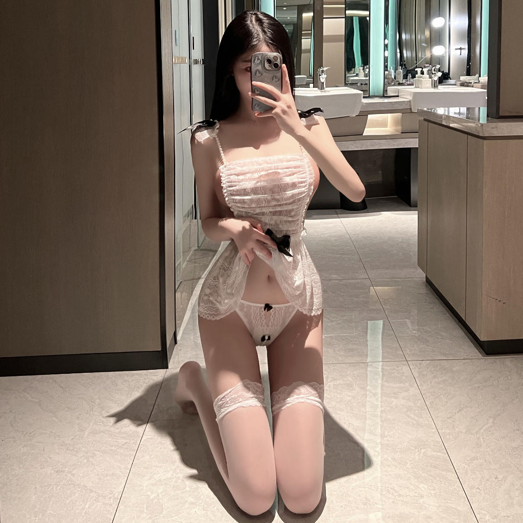 Váy ngủ cô hầu gái sexy dễ thương ren xuyên thấu gợi cảm cosplay nàng giúp việc kèm quần lót xẻ đáy đính hạt N375 - HCM | BigBuy360 - bigbuy360.vn