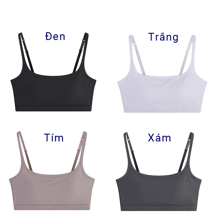 Áo Bra nữ 2 Dây ngắn Trơn Quây ngang AN402- có Đệm ngực Chất Thun cotton hai dây croptop Krfashion