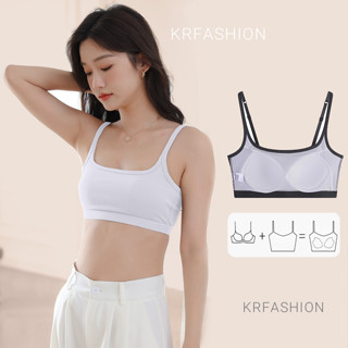 Áo Bra nữ 2 Dây ngắn Trơn Quây ngang AN402- có Đệm ngực Chất Thun cotton hai dây croptop Krfashion