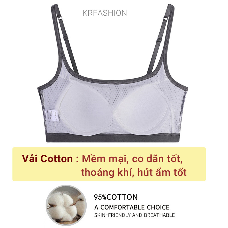 Áo Bra nữ 2 Dây ngắn Trơn Quây ngang AN402- có Đệm ngực Chất Thun cotton hai dây croptop Krfashion