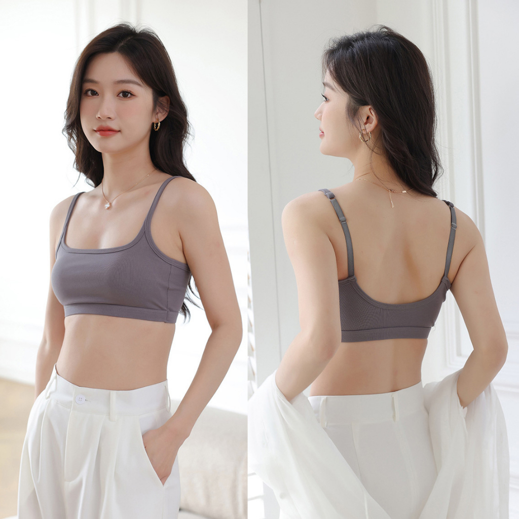 Áo Bra nữ 2 Dây ngắn Trơn Quây ngang AN402- có Đệm ngực Chất Thun cotton hai dây croptop Krfashion