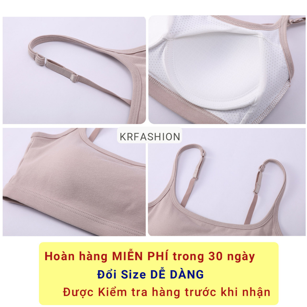 Áo Bra nữ 2 Dây ngắn Trơn Quây ngang AN402- có Đệm ngực Chất Thun cotton hai dây croptop Krfashion