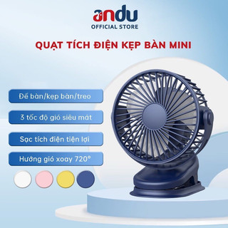 Quạt Tích Điện Mini Kẹp Bàn, Quạt Mini Tích Điện Để Bàn Cực Mát,  Độ Kẹp Chắc Chắn Cho Dân Văn Phòng