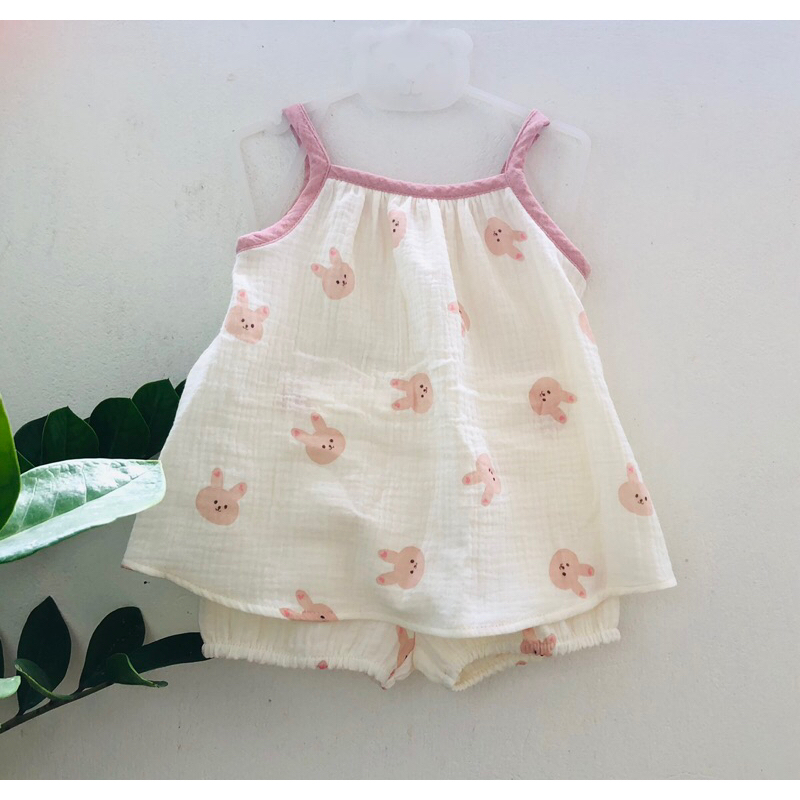 Bộ 2 dây vải Xô muslin dành cho bé gái