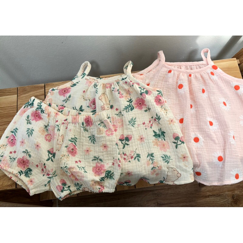 Bộ 2 dây vải Xô muslin dành cho bé gái