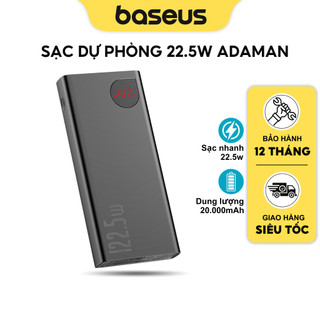 Sạc dự phòng Baseus 20000mah Adaman Metal Digital Display Quick Charge, sạc nhanh 22.5W (QC3.0/ PD3.0)