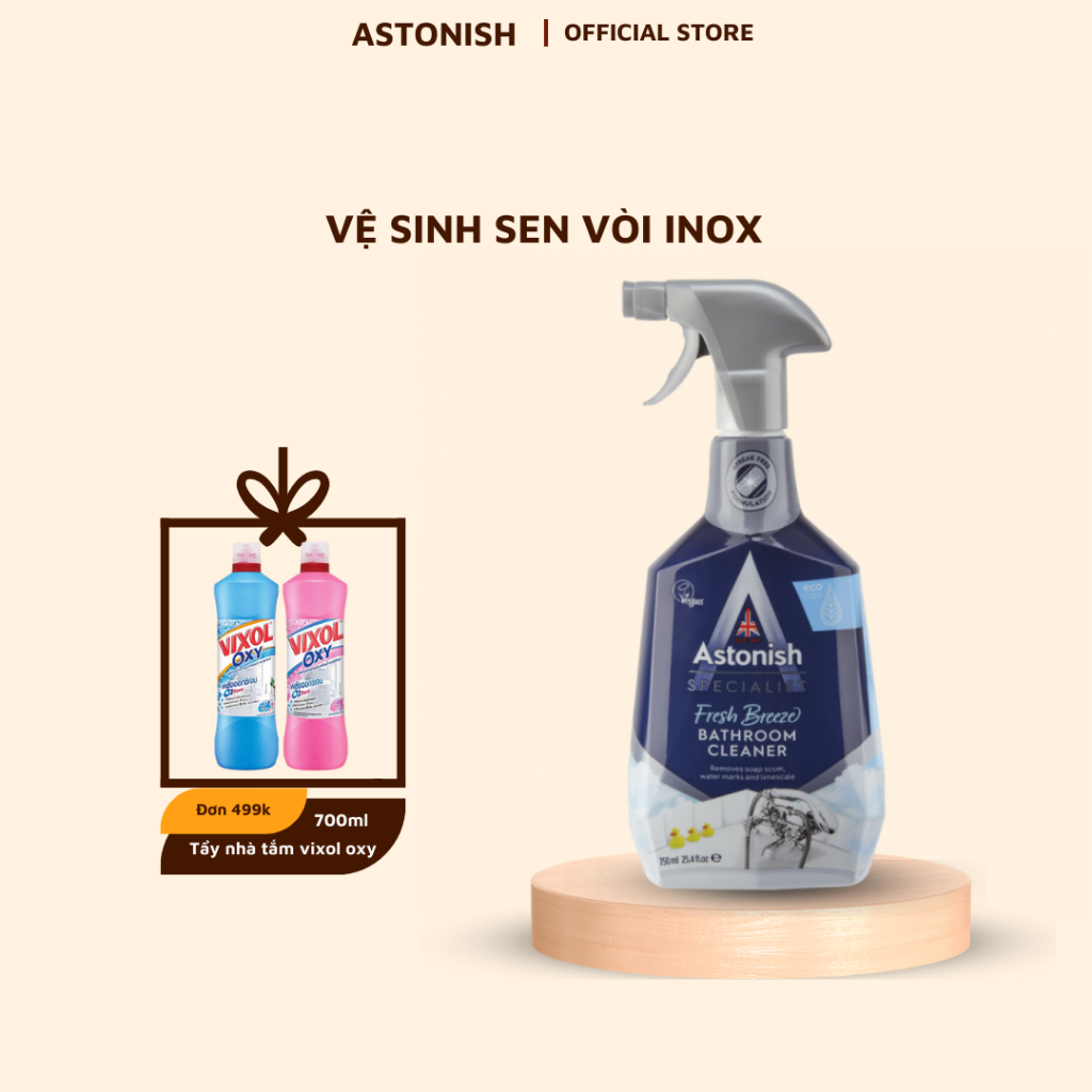 Tẩy rửa nhà tắm ASTONISH vệ sinh sen vòi cặn canxi bồn rửa lavabo các bề mặt trong phòng tắm nhà vệ sinh C6710