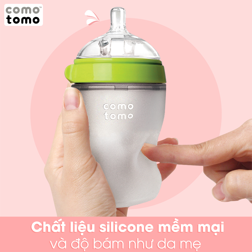 [⚡️FLASH SALE] Bình sữa Comotomo 150ml/250ml,núm ti Como Tomo Baby Bottle silicon siêu mềm cho bé tập bú