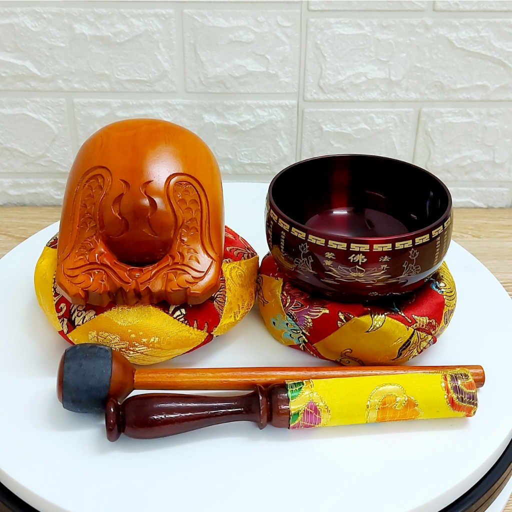 Bộ chuông mõ cao cấp nepal 4in, tụng kinh tại nhà.