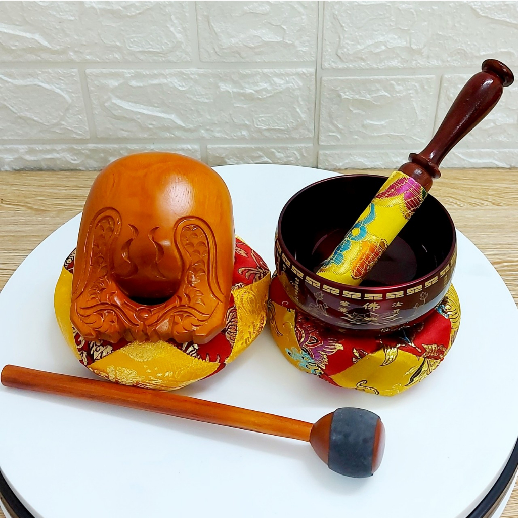 Bộ chuông mõ cao cấp nepal 4in, tụng kinh tại nhà.