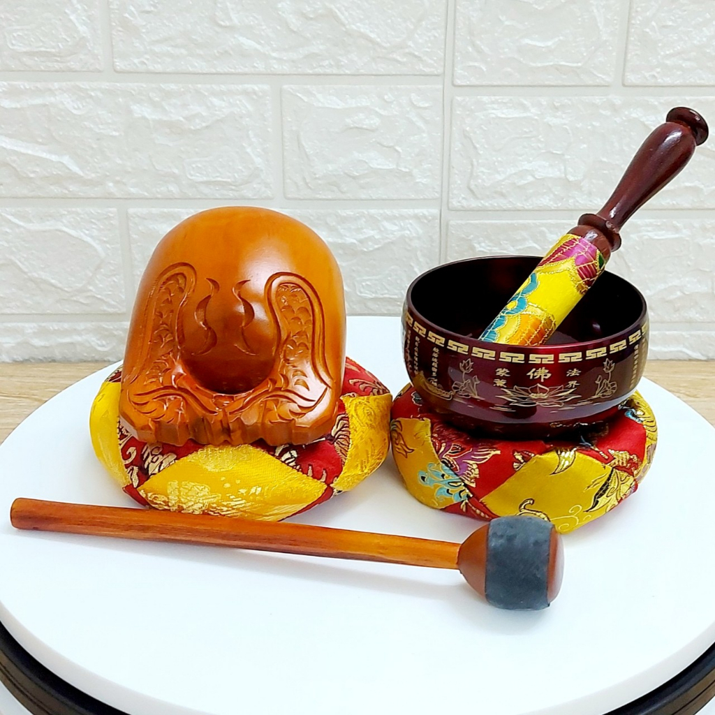 Bộ chuông mõ cao cấp nepal 4in, tụng kinh tại nhà.