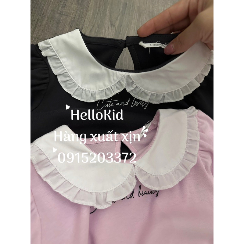 Váy thun cotton cổ sen bé gái