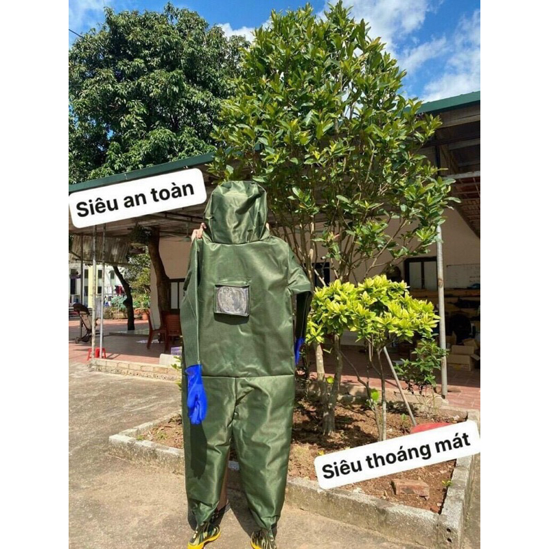 BỘ QUẦN ÁO BẮT ONG BẰNG VẢI KAKI SIÊU BỀN BỈ TẶNG THÊM QUẠT MÁT
