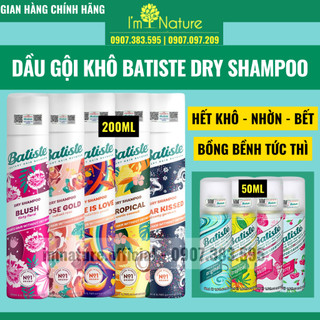 Dầu Gội Khô Batiste Dry Shampoo 200ml Hết Ngứa, Hết Bết Dính, Giúp Tóc Sạch Sẽ Bồng Bềnh Tức Thì
