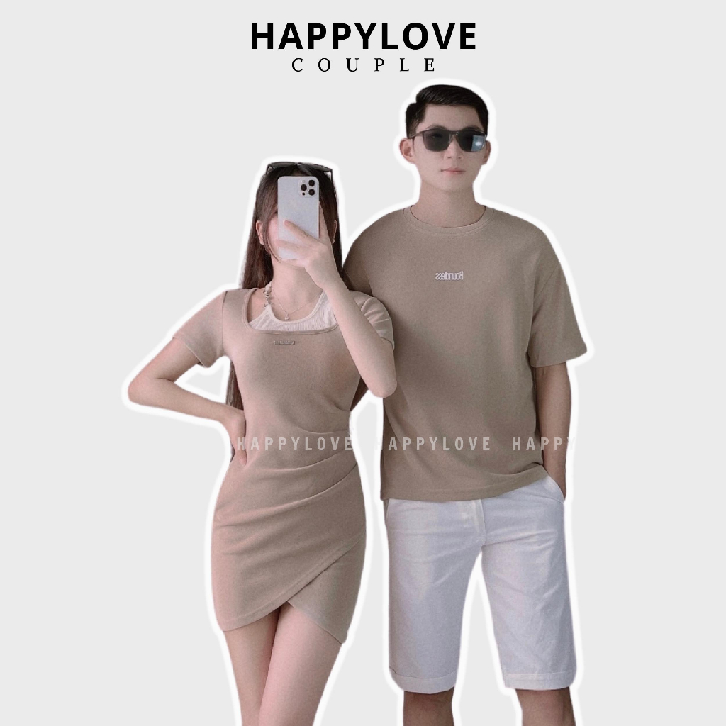Đồ đôi nam nữ với người yêu HAPPYLOVE set couple áo váy cặp màu da ôm body thời trang M111