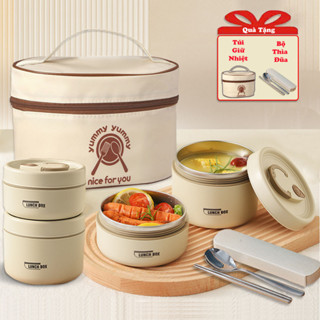 Hộp đựng cơm giữ nhiệt văn phòng Inox 304 cao cấp, sang trọng