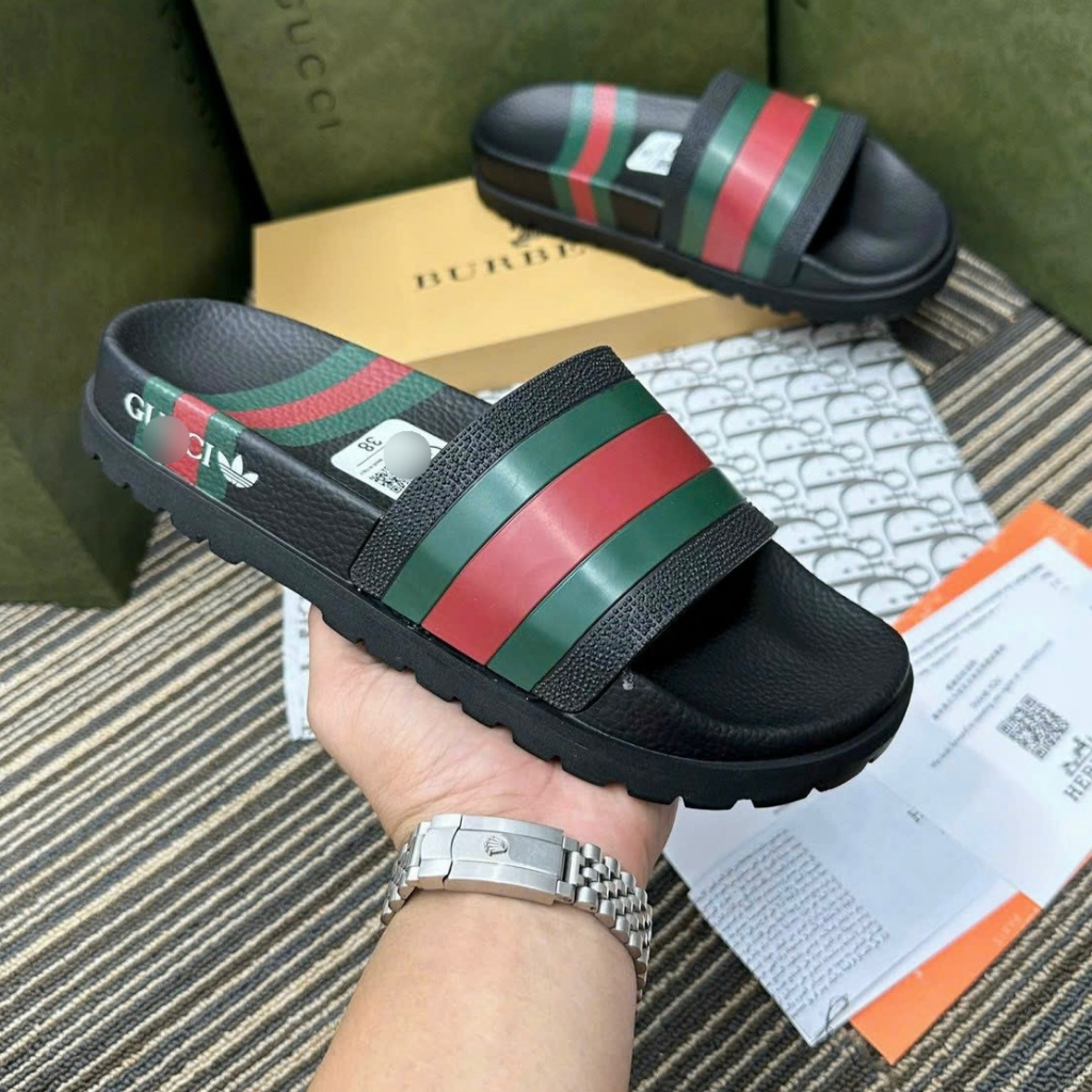 Dép nam quai ngang GC cao cấp y hình 2 màu ,Dép lê bảo bình tặng hộp