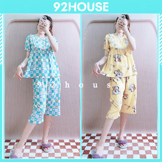 Bộ tole lanh nữ tay ngắn quần lửng 40-70kg Đồ bộ mặc nhà babydoll lửng cánh tiên vải tole lanh mát