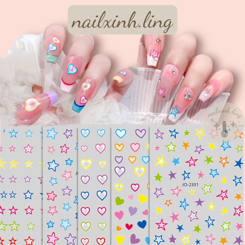 Miếng Dán Trang Trí Móng Tay Hình Trái Tim Ngọt Ngào - Sticker 3D Dán Móng Nail Nghệ Thuật