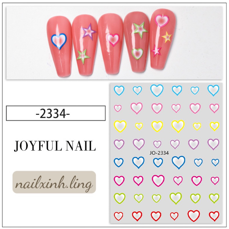 Miếng Dán Trang Trí Móng Tay Hình Trái Tim Ngọt Ngào - Sticker 3D Dán Móng Nail Nghệ Thuật