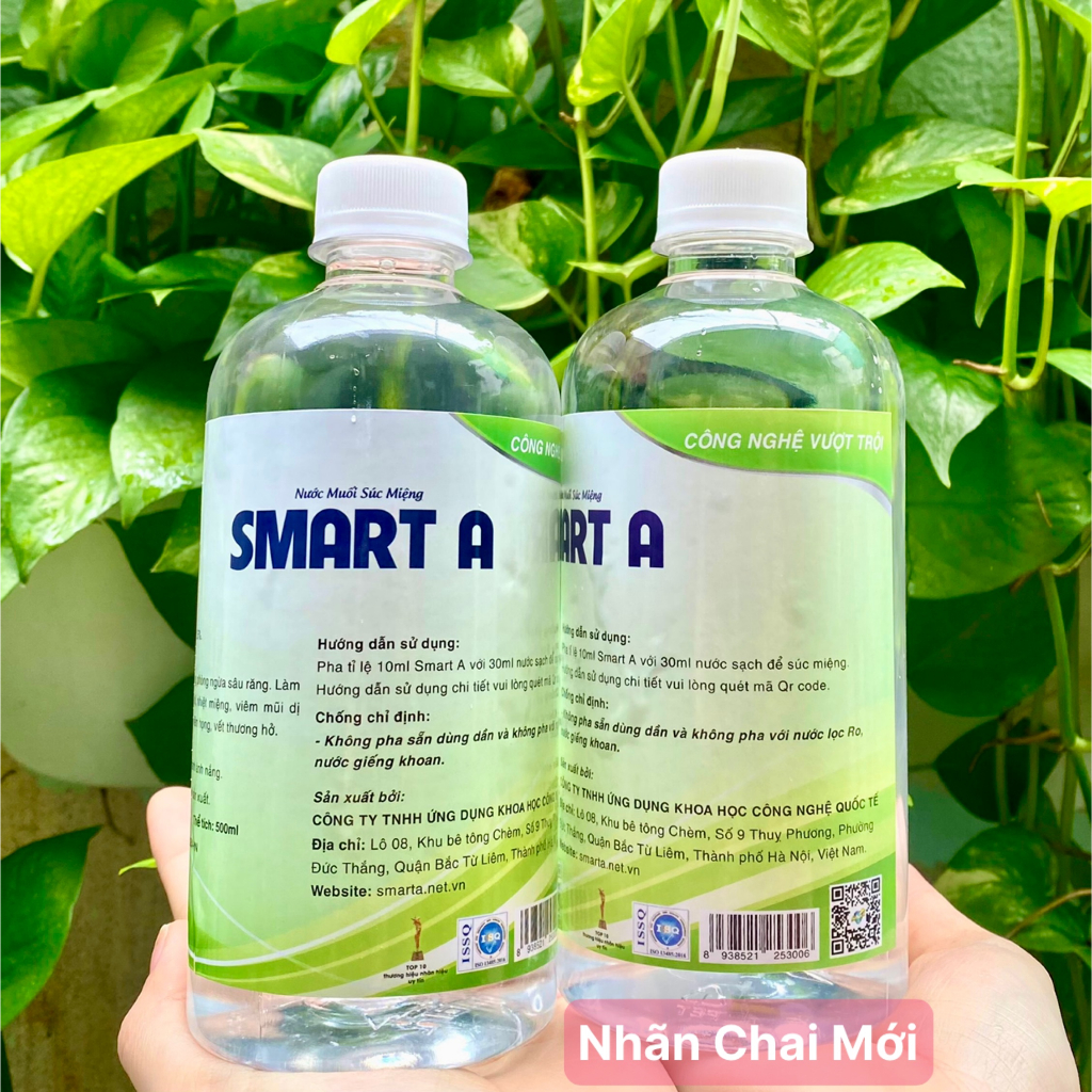 Dung dịch sát khuẩn Smart Anolyte ( Nước A ) chai 500ml khử khuẩn tay, vệ sinh mũi họng - Nước muối súc miệng Smart A