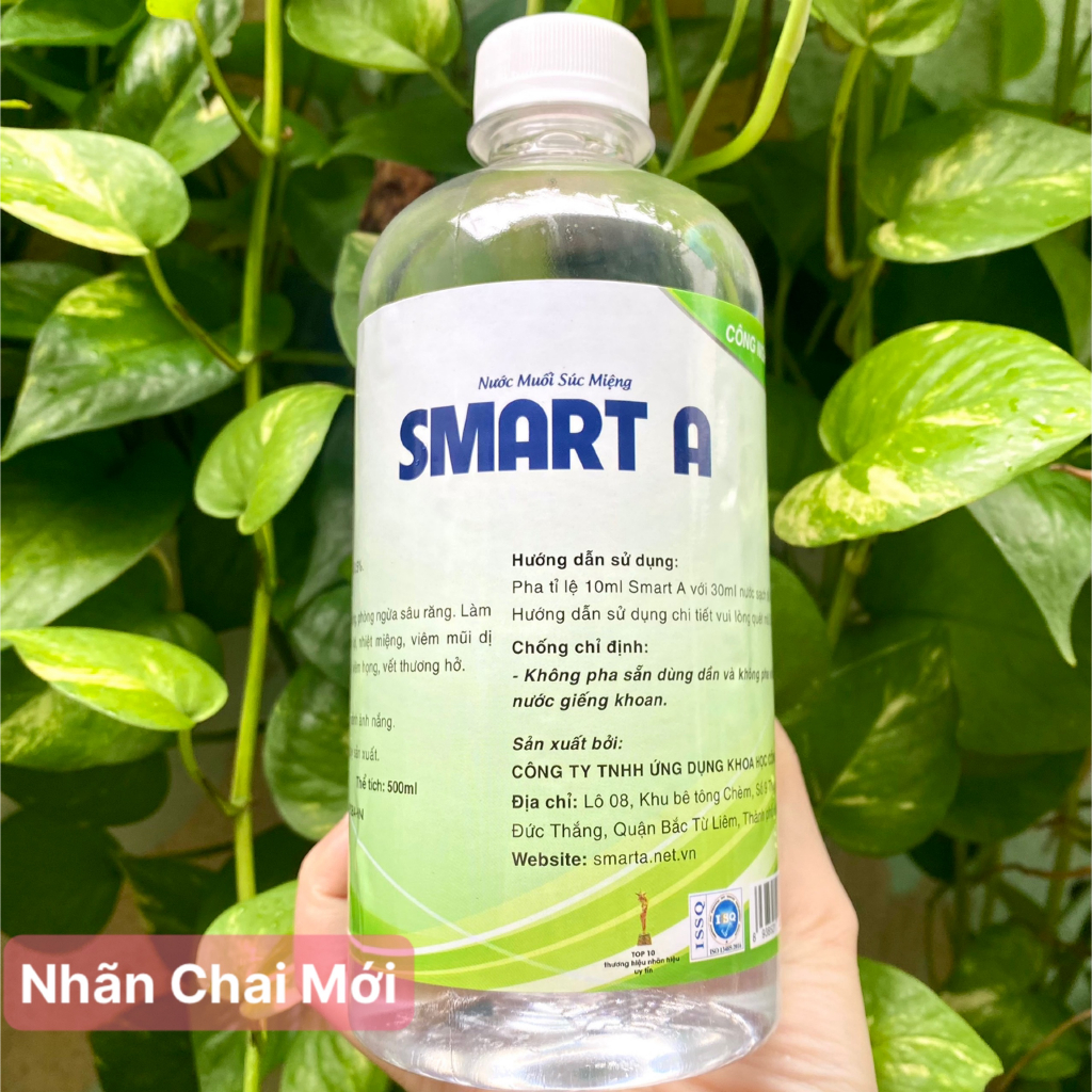 Dung dịch sát khuẩn Smart Anolyte ( Nước A ) chai 500ml khử khuẩn tay, vệ sinh mũi họng - Nước muối súc miệng Smart A