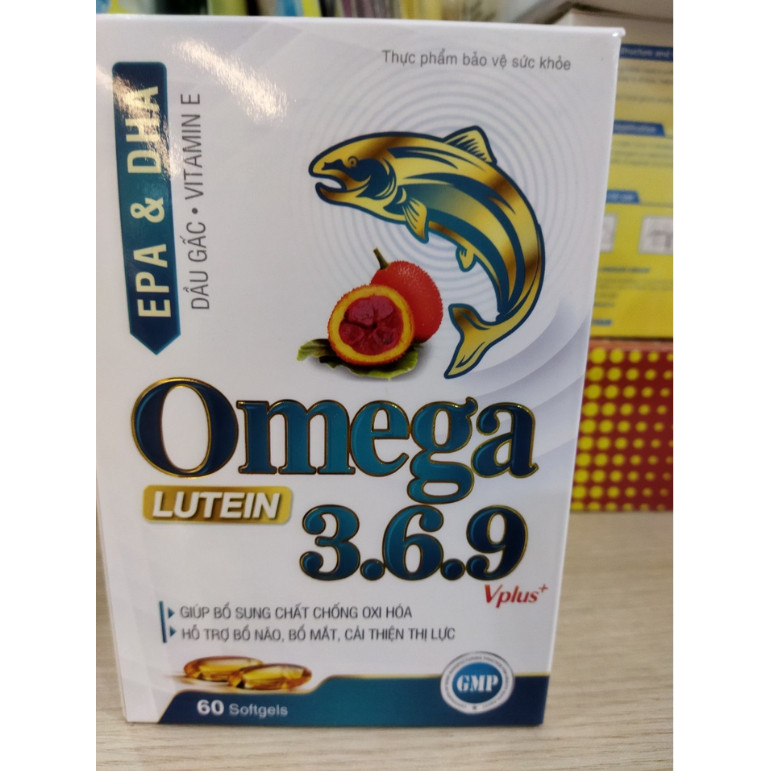 Dầu cá Omega 369  bổ sung lutein, dầu gấc giúp bổ mắt, giảm mỡ máu, tăng cường trí nhớ - Hộp 30v