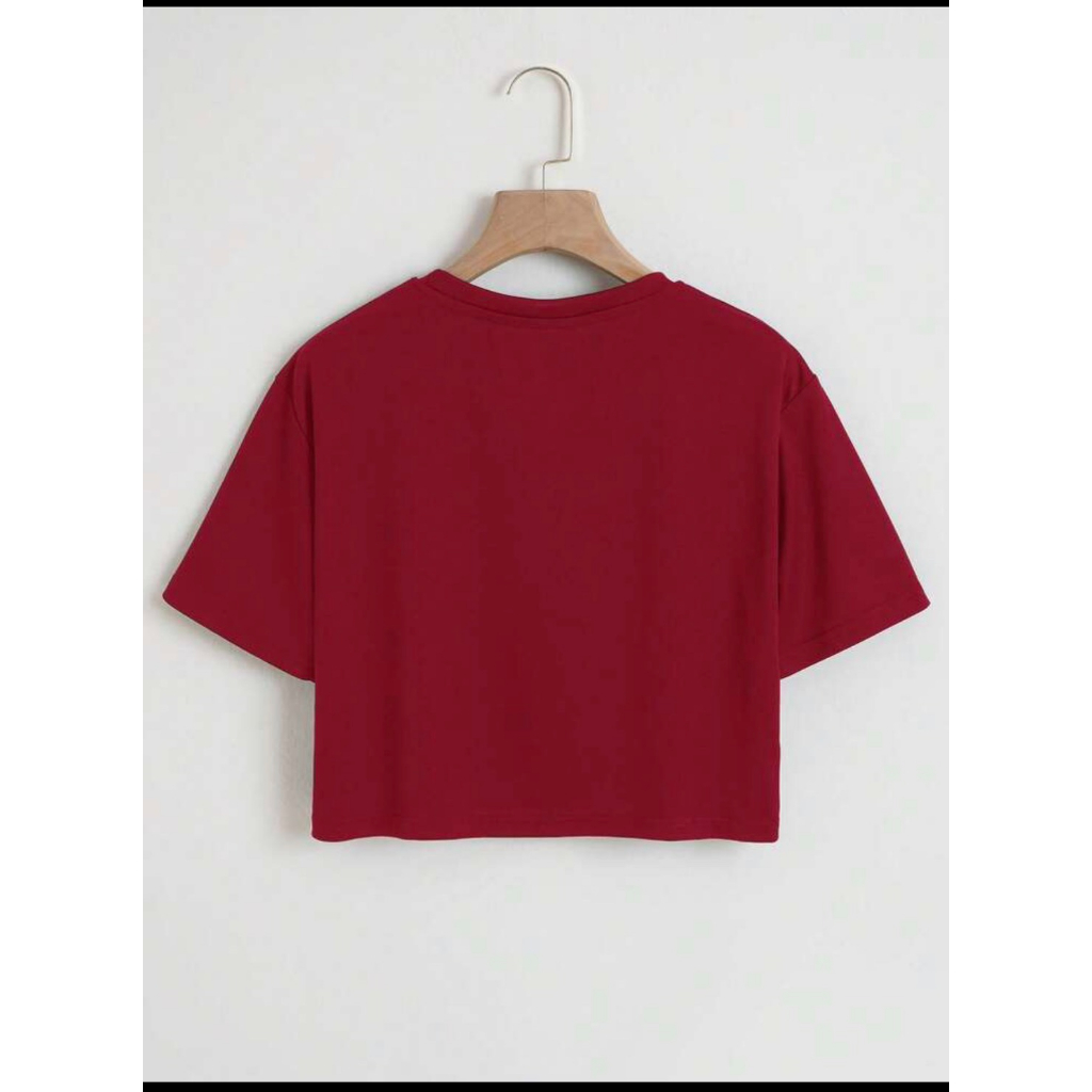 Áo thun croptop nữ in hình ly trà sữa dáng ngắn cổ tròn tay ngắn S154