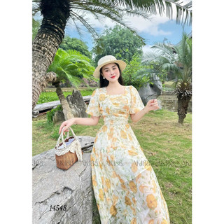 Đầm nữ thiết kế Voan Hoa XInh Xắn Dáng xòe Có SIze LỚn 70kg