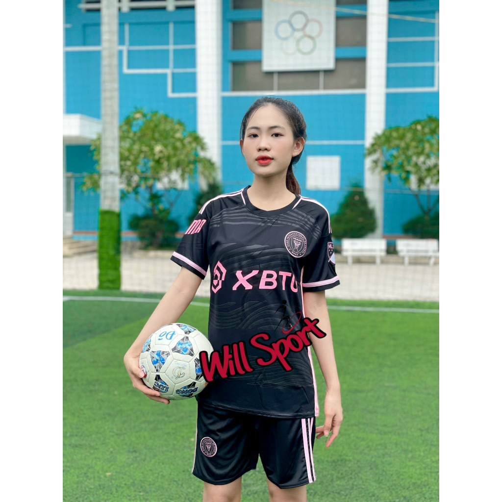 ÁO ĐÁ BÓNG MIAMI ĐEN BẢN CHÍNH 2024 - BỘ QUẦN ÁO ĐÁ BÓNG CLB MIAMI ĐEN HỒNG MẪU THẬT 2024