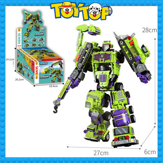 Đồ chơi lắp ráp ghép robot 6 in 1 kết hợp 6 xe công trường biến hình chiến binh xanh xếp hình sembo 103081-103086