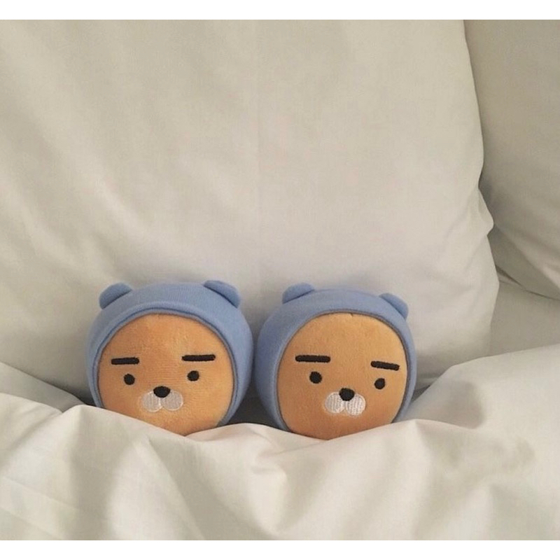 Gấu bông ryan kakao friend mặc áo hoddie xanh size móc khoá