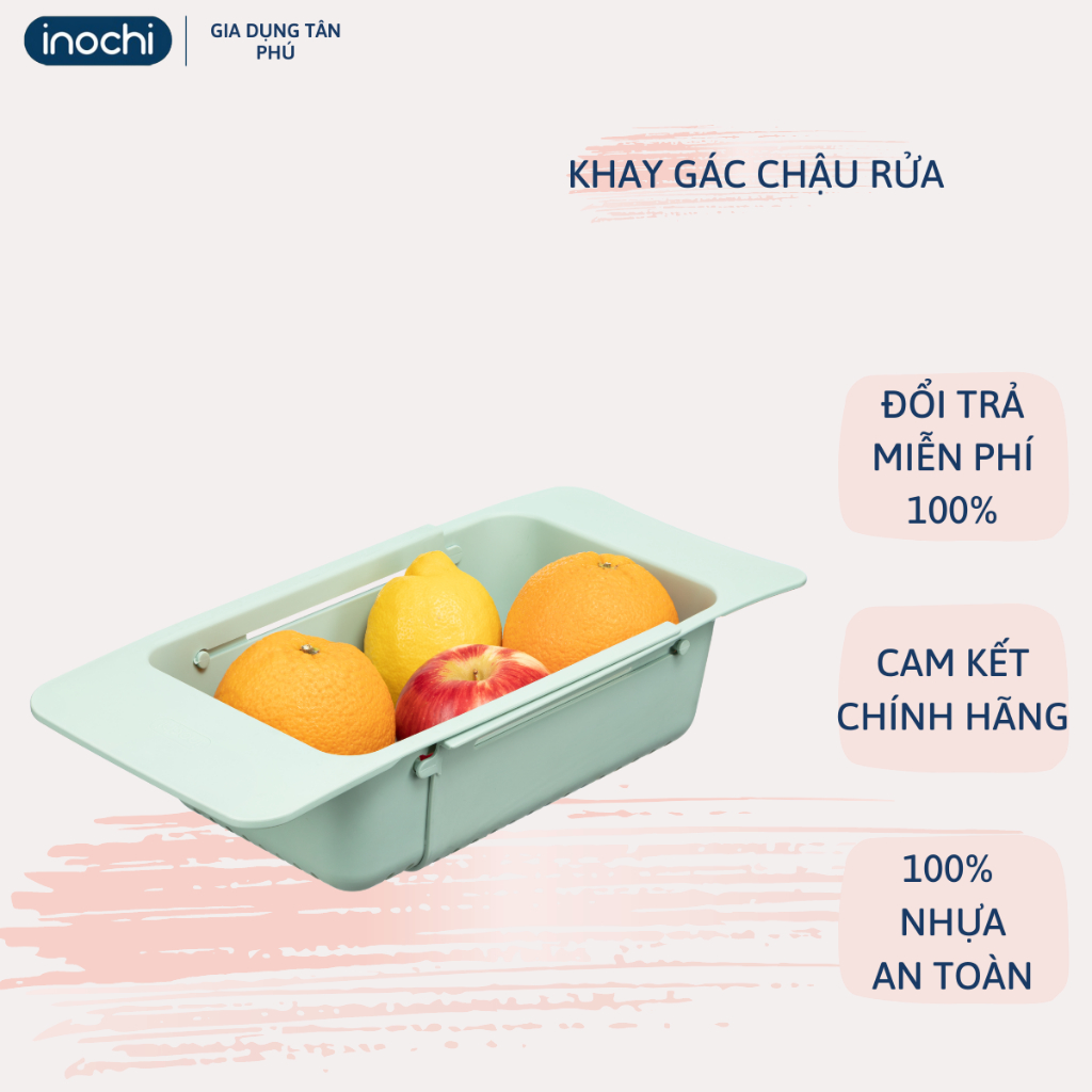 Khay gác chậu rửa chén inochi, chịu nhiệt 120 độ C. điều chỉnh độ dài tùy ý, phù hợp với mọi loại bồn rửa