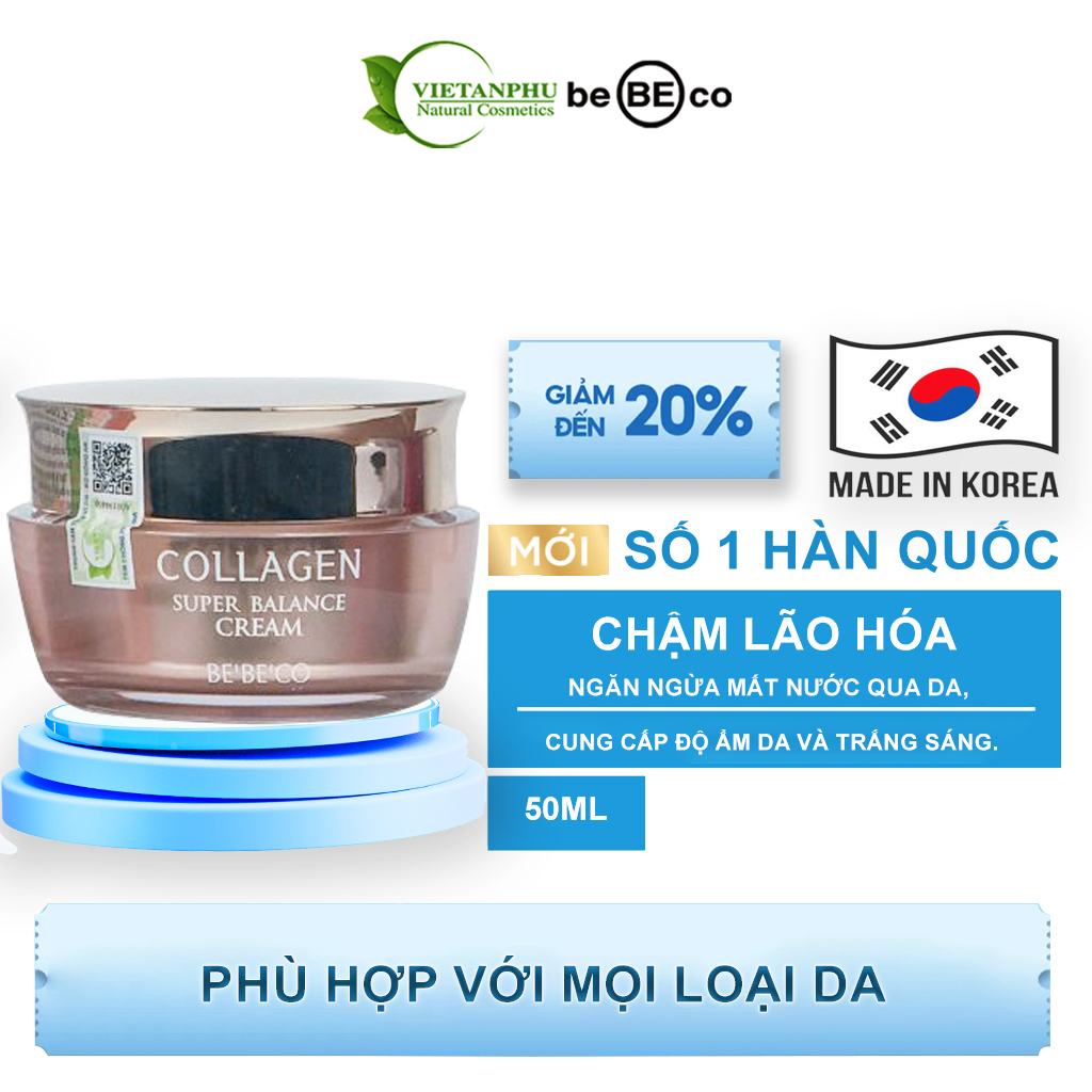 Kem dưỡng da Collagen chống lão hóa mất nước qua da BEBECO Collagen Super ,cung cấp độ ẩm nuôi dưỡng tế bào 50ml