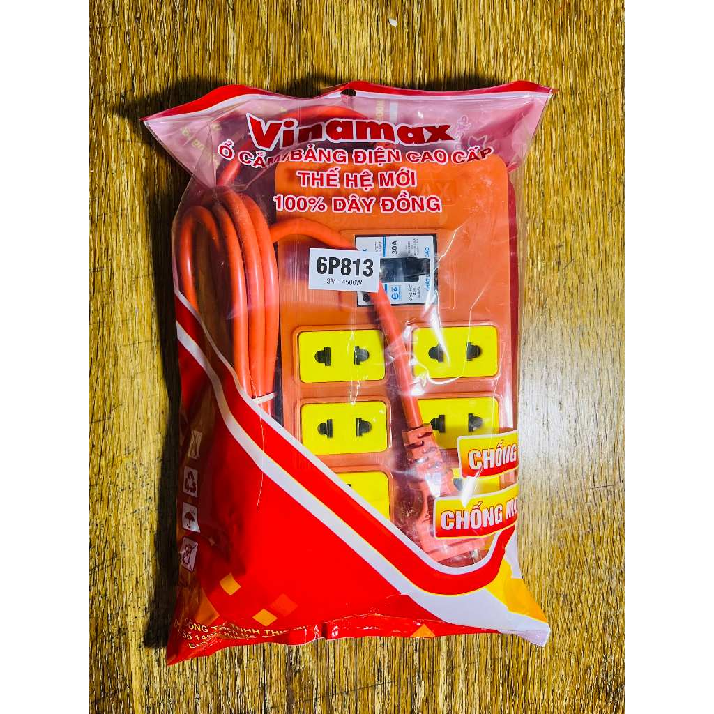 Ổ cắm điện lõi sứ dây 3m có CB Vinamax chính hãng - MHL
