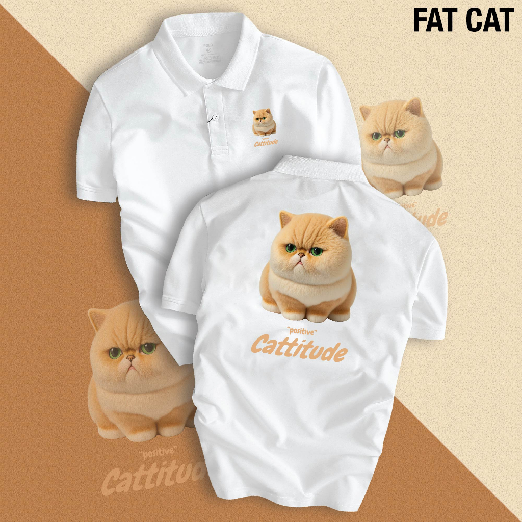 Áo thun POLO nam nữ Unisex FAT CAT chất liệu CVC cá sấu cao cấp, dễ thương