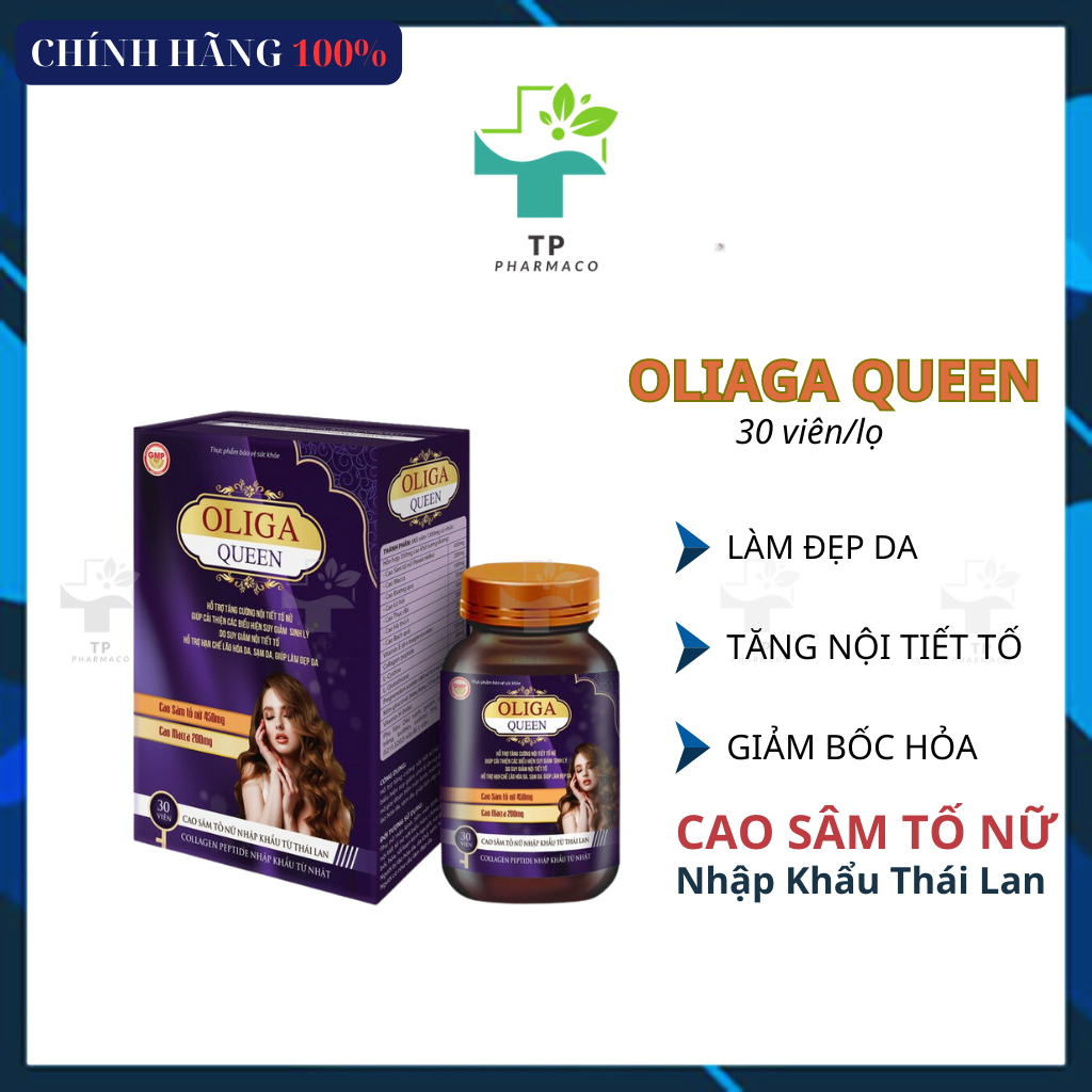 Viên Uống Đẹp Da Oliga Queen _Làm đẹp da, tăng nội tiết, giảm bốc hỏa _30 viên/lọ