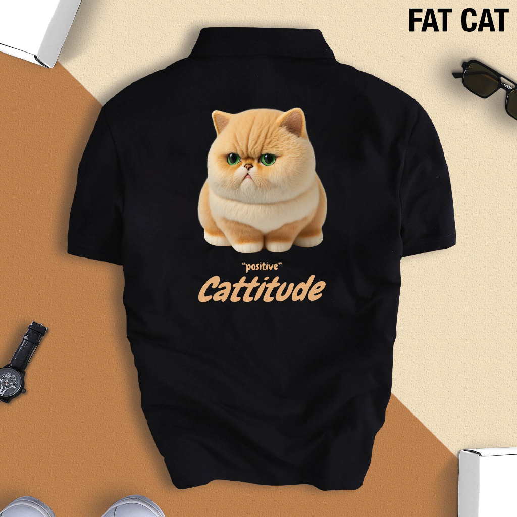 Áo thun POLO nam nữ Unisex FAT CAT chất liệu CVC cá sấu cao cấp, dễ thương