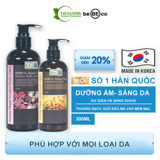 Sữa dưỡng thể nước hoa sáng da thơm lâu, cấp ẩm chống lão hóa tăng tuần hoàn máu trên da BEBECO AROMA FLORAL 300ml