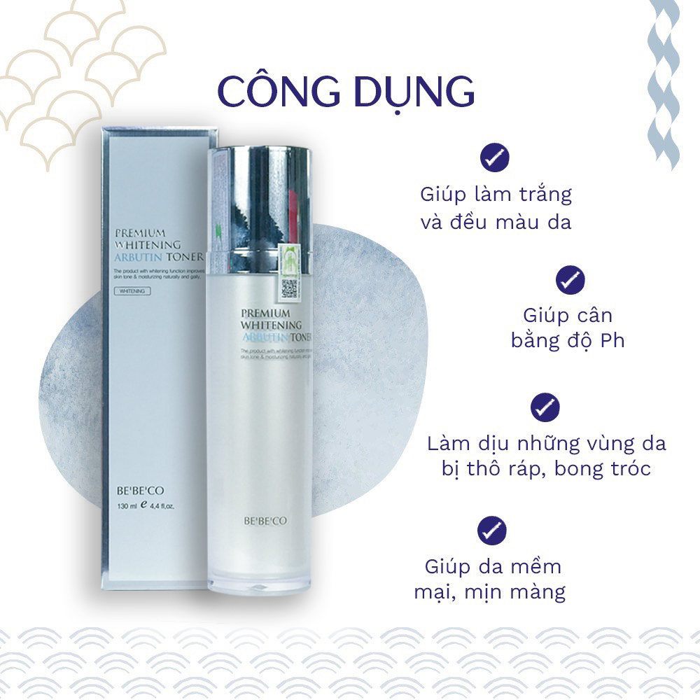Nước hoa hồng trắng da mờ thâm nám se khít lỗ chân lông bổ sung & duy trì độ ẩm trẻ hóa DA BEBECO  ARBUTIN TONER 130ml