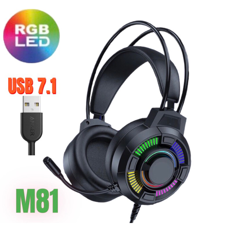 Tai Nghe Máy Tính Gaming Chụp Tai Có Mic Jack Cắm USB Âm Thanh 7.1 Cao Cấp M181 Bass Cực Hay Cho Pc,Laptop