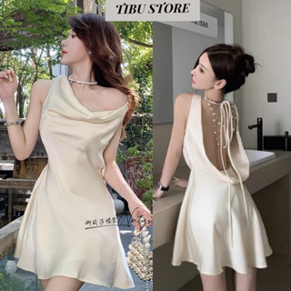 Đầm Body Cổ Đổ Hở Lưng TIBU Váy Nữ Dáng Ngắn Đan Lưng Sexy Quyến Rũ Đi Chơi Dự Tiệc