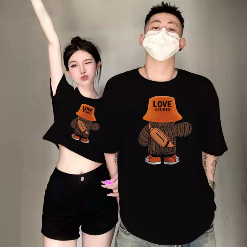 Áo đôi cùng người yêu nam nữ set bộ croptop và thun phông tay lỡ unisex local brand form rộng oversize Bigsize A128